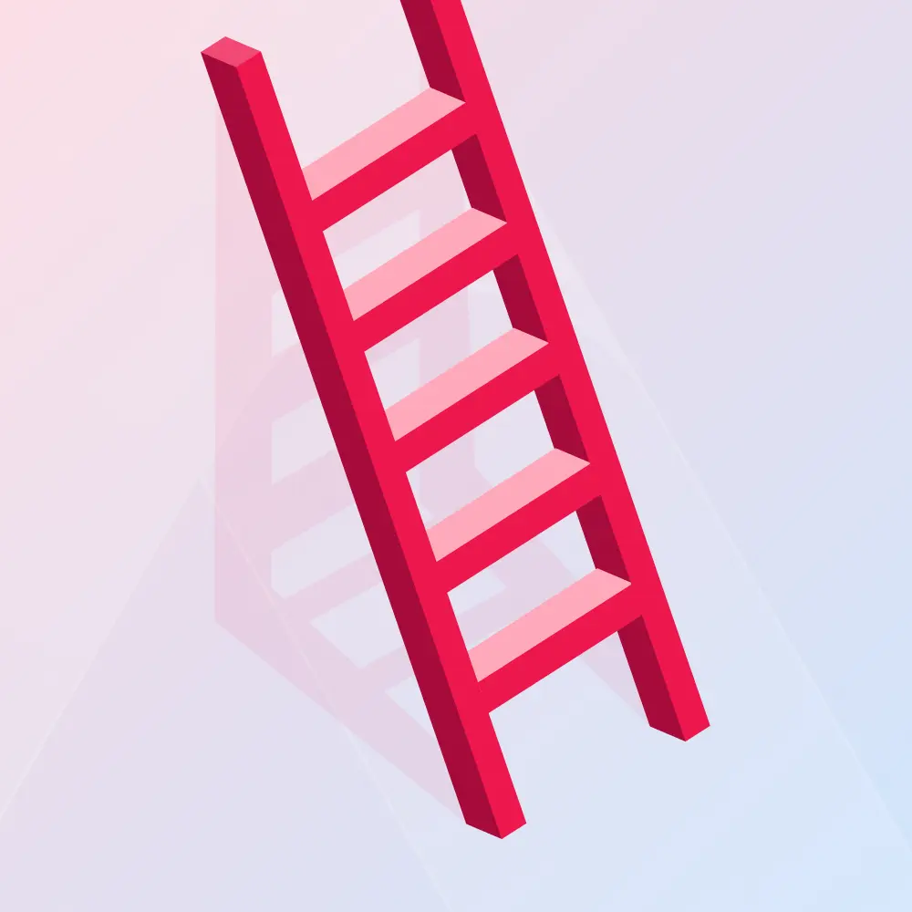Illustration of a five-rung ladder representing the five phases of project management