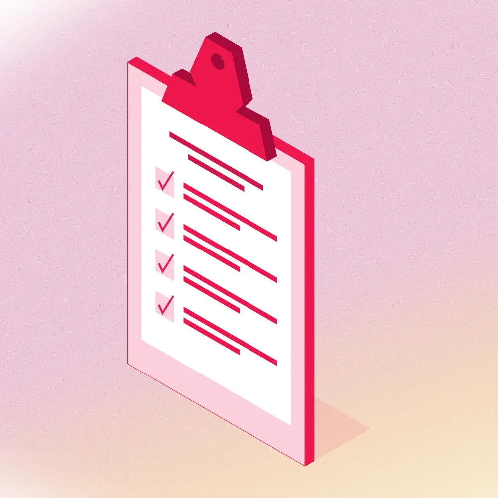 Pink clipboard checklist illustration representing different project management methodologies.