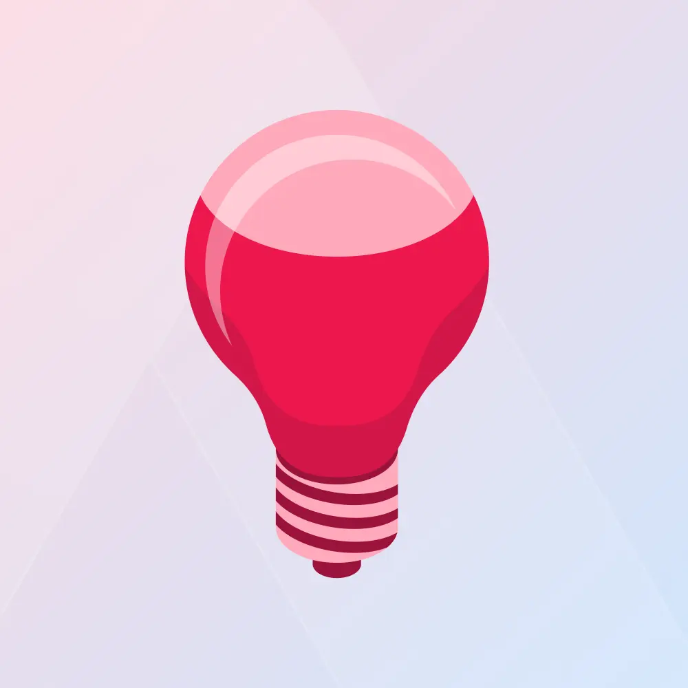 Pink and red lightbulb illustration representing a new idea or skill.