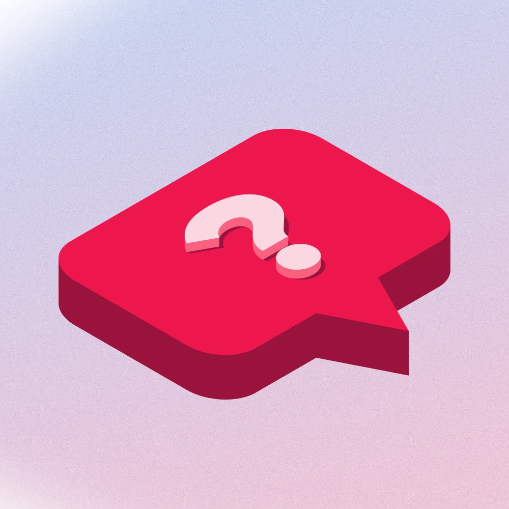 Red speech bubble with a question mark