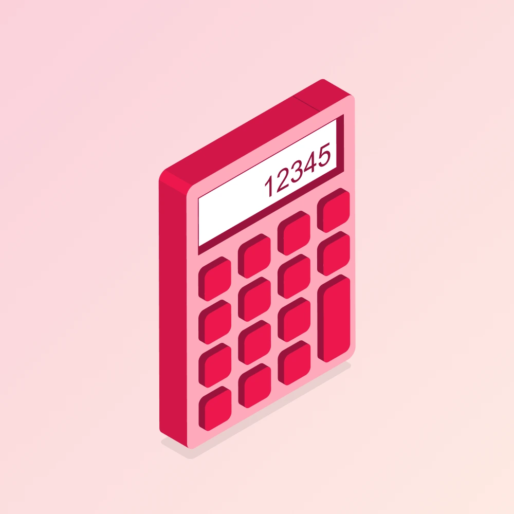 Pink Calculator Illustration representing project cost and financial calculations