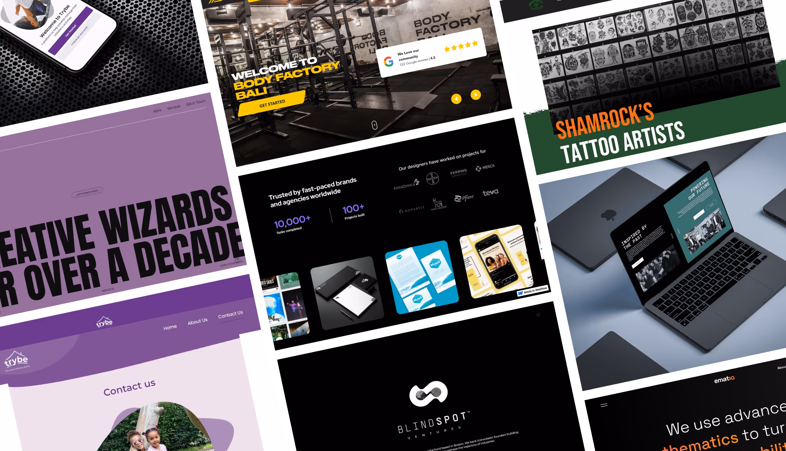 Webflow agency website projects.