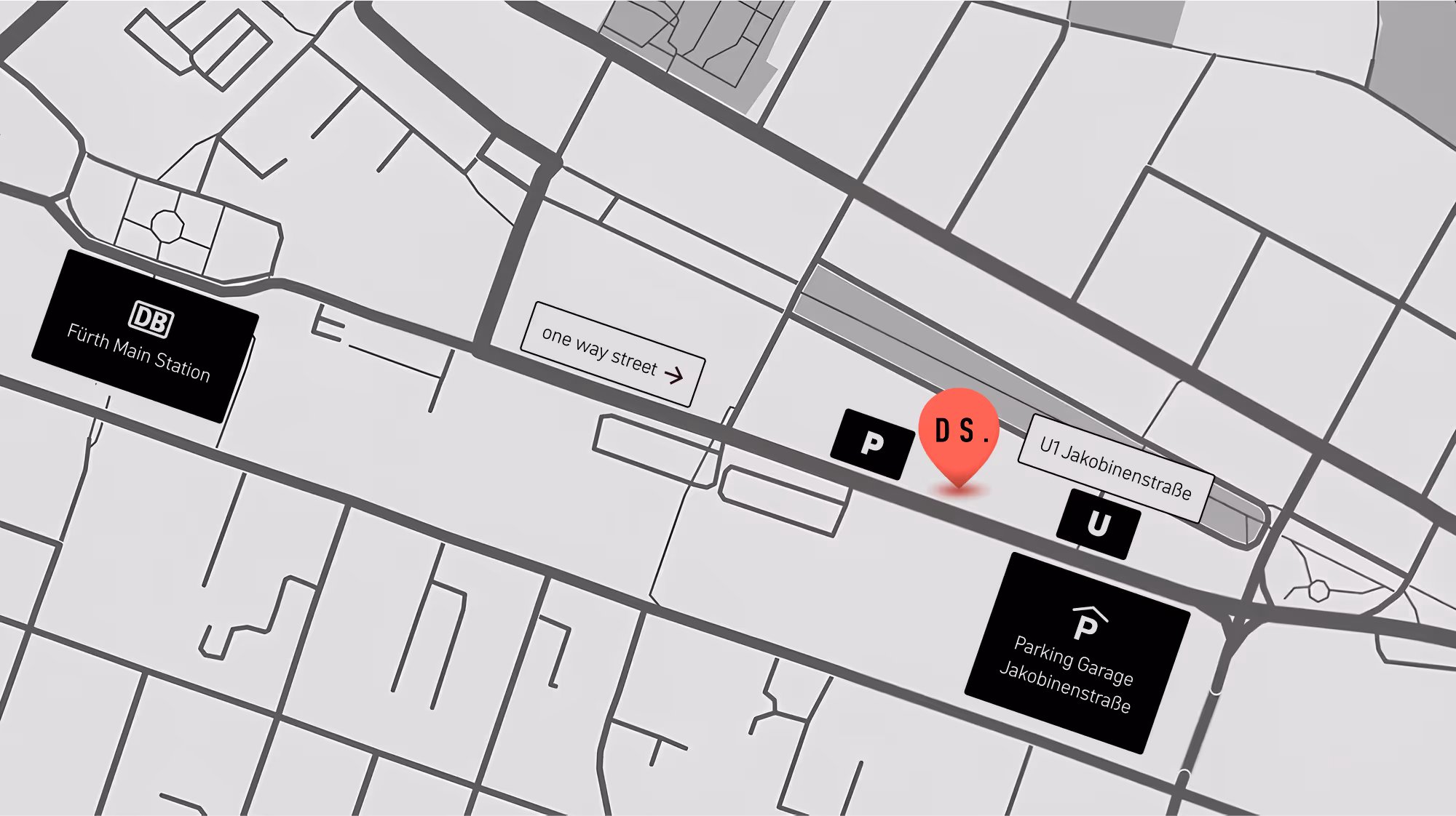 Directions to our office in Fürth, detailed description in the previous text block