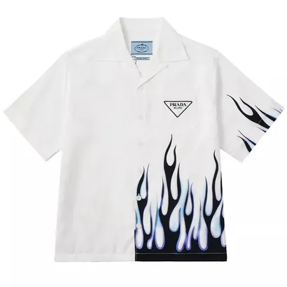Prada Blue Flame Short Sleeved Shirt