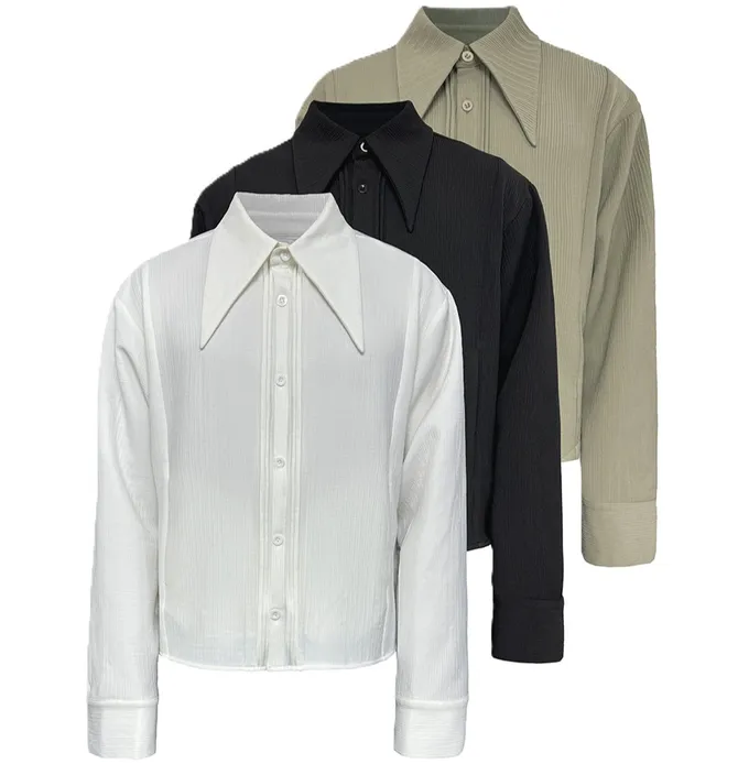 JCAESAR Pointed Collar Button Up Shirt (3 Variants)