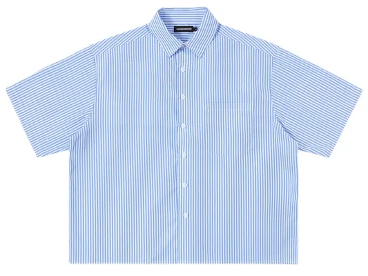Union Kingdom Boxy Fit Button Up Shirt Light Blue
