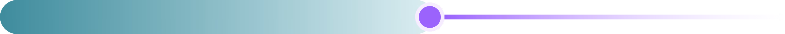 A horizontal gradient background transitioning from teal on the left to white in the center, featuring a round purple slider knob near the right edge with a horizontal purple progress bar extending to the center.