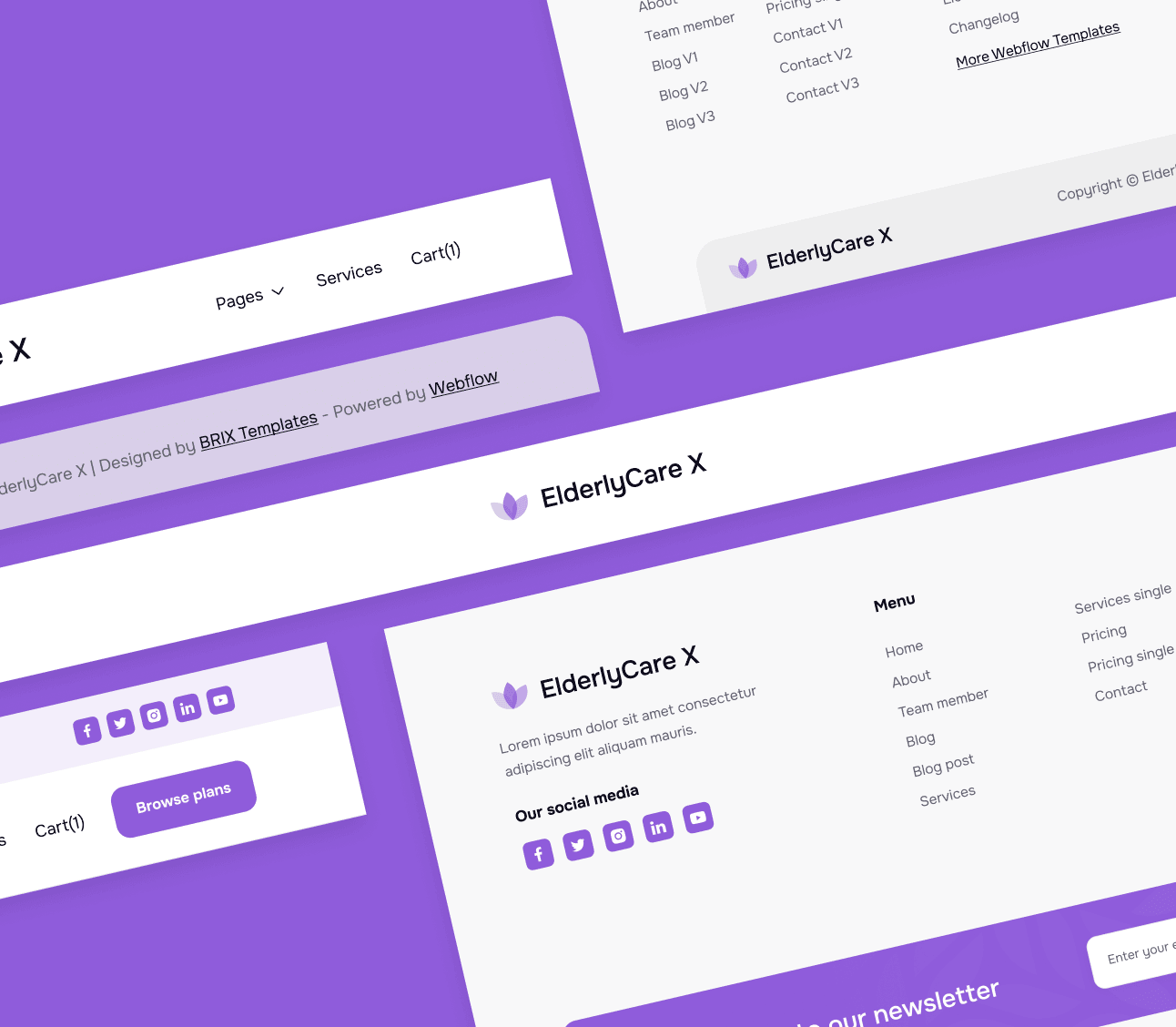 ElderlyCare X - 3 Header And Footers - Elderly Care Webflow Template