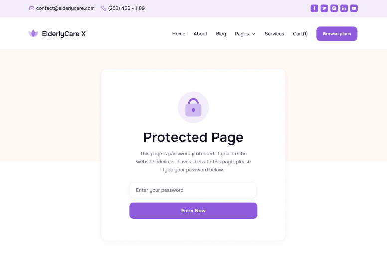 ElderlyCare X - Password Protected Utility Page - Elderly Care Webflow Template