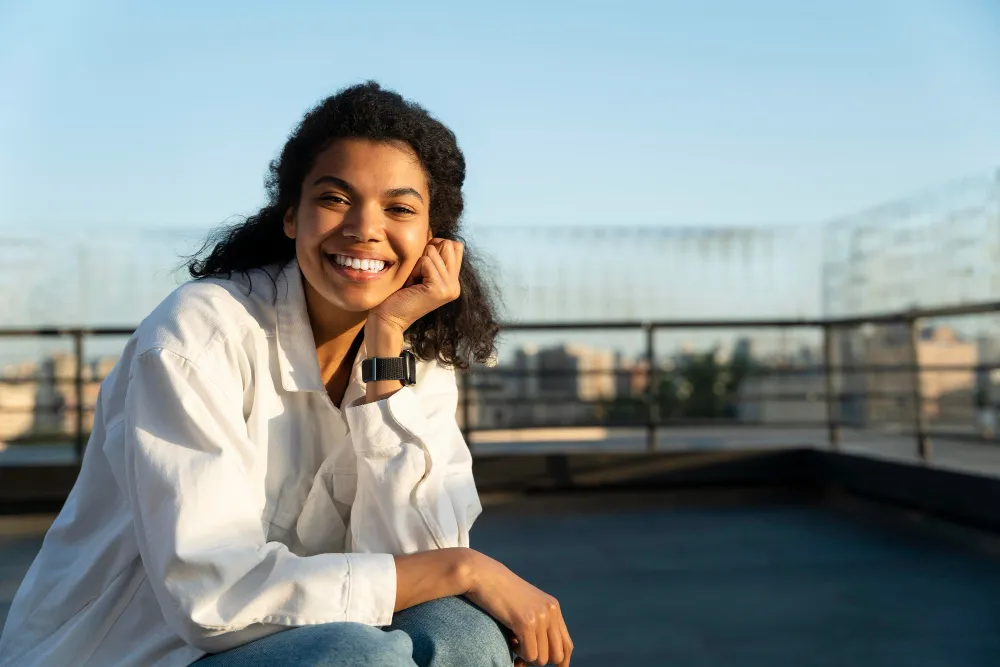 woman smiling