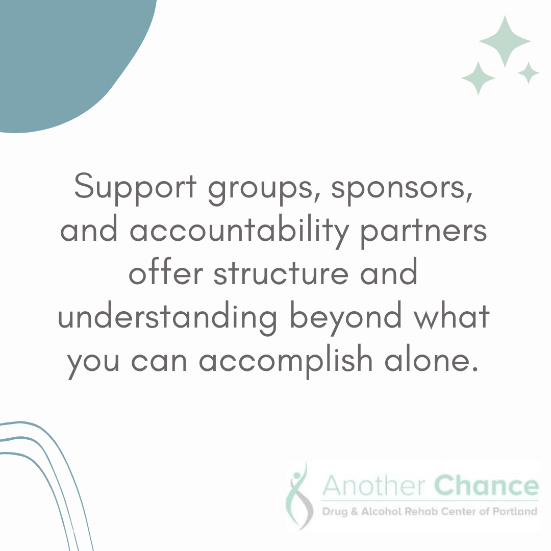 A graphic image stating the importance of support groups in Portland outpatient treatment