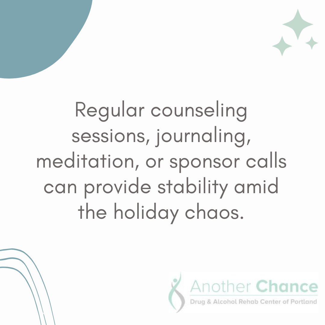A graphic image from an addiction treatment Portland provider about how counseling helps you stay sober during holidays