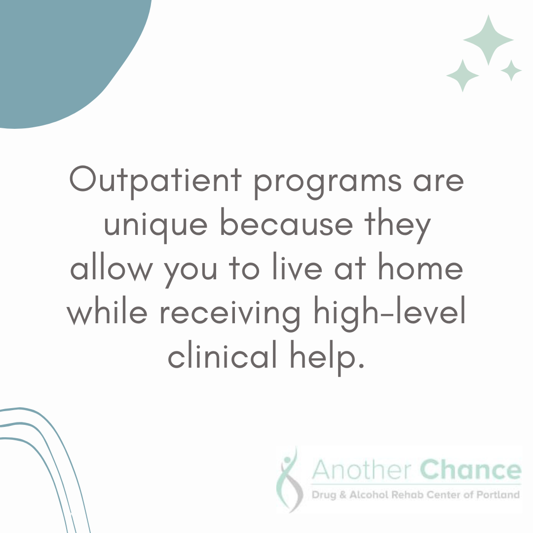 A graphic image about how Portland outpatient treatment programs allow people to live at home while receiving structured clinical support