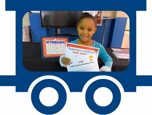 Train car with picture of children