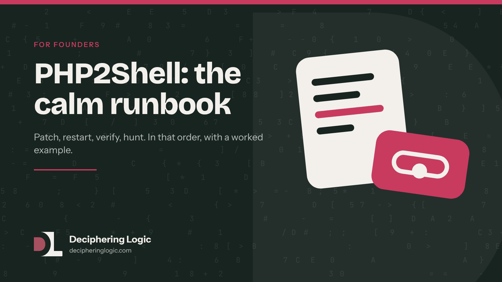 Title card reading PHP2Shell: the calm runbook