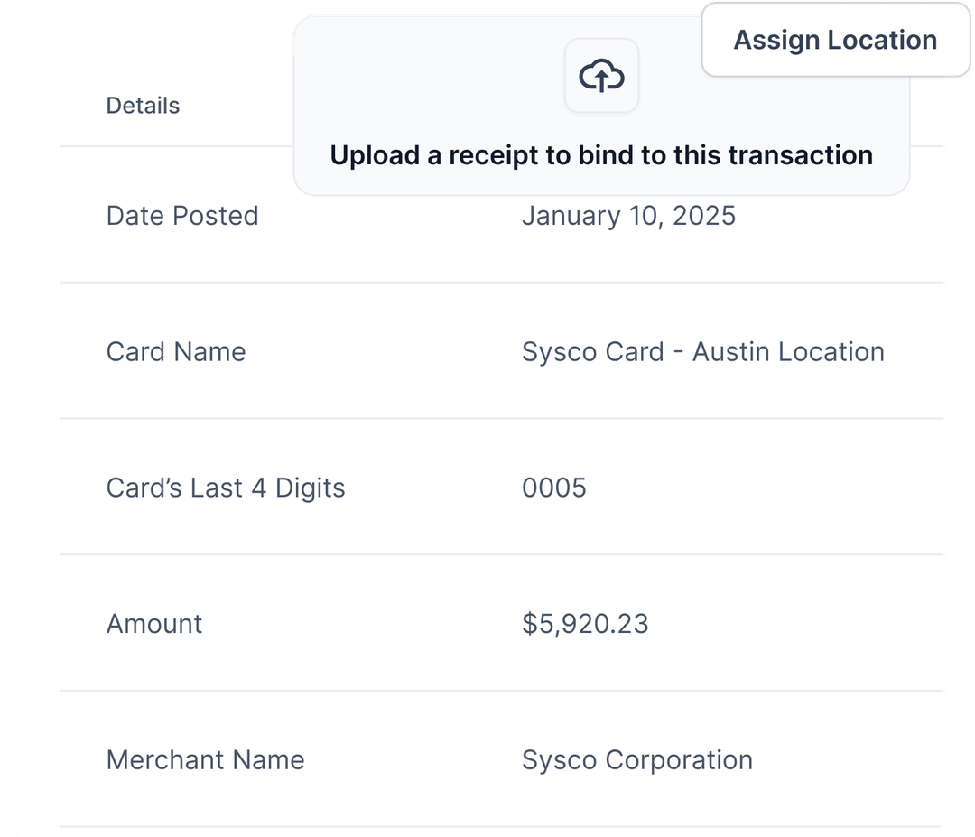 Tab prompts a cardholder to upload a receipt right after a card swipe
