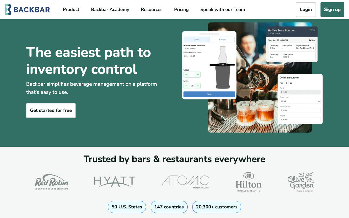 Backbar homepage