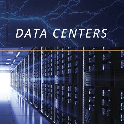 The RONK logo along with the background of a data center