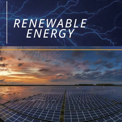 RONK logo over a field of solar panels and renewable energy