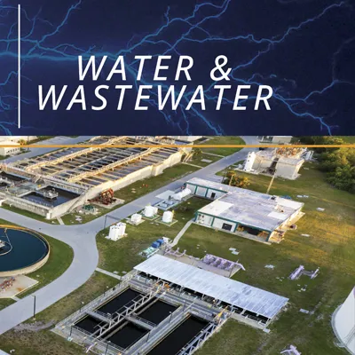 The RONK logo with wastewater treatment and clean water in the background