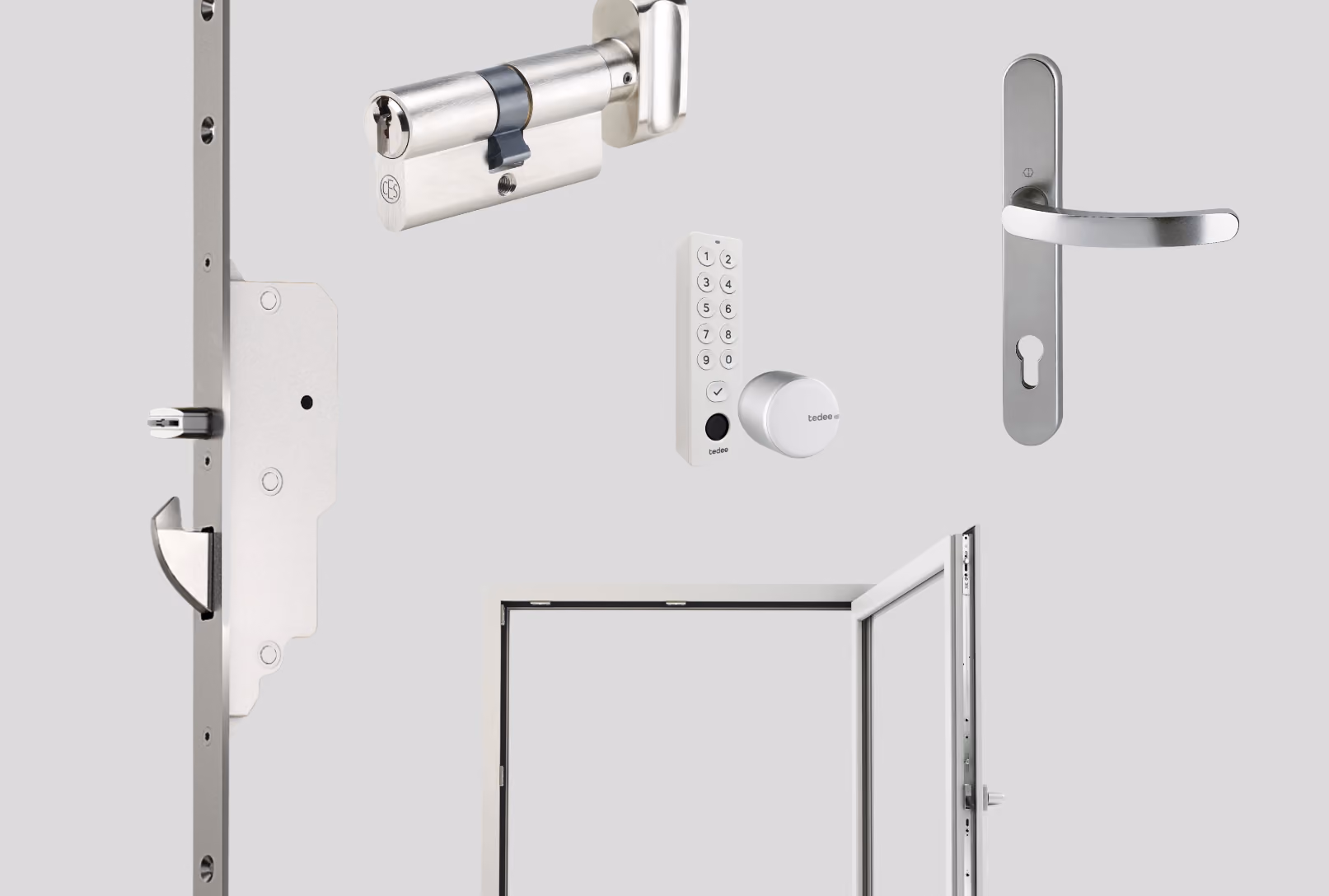 Entry door with KFV multipoint gear