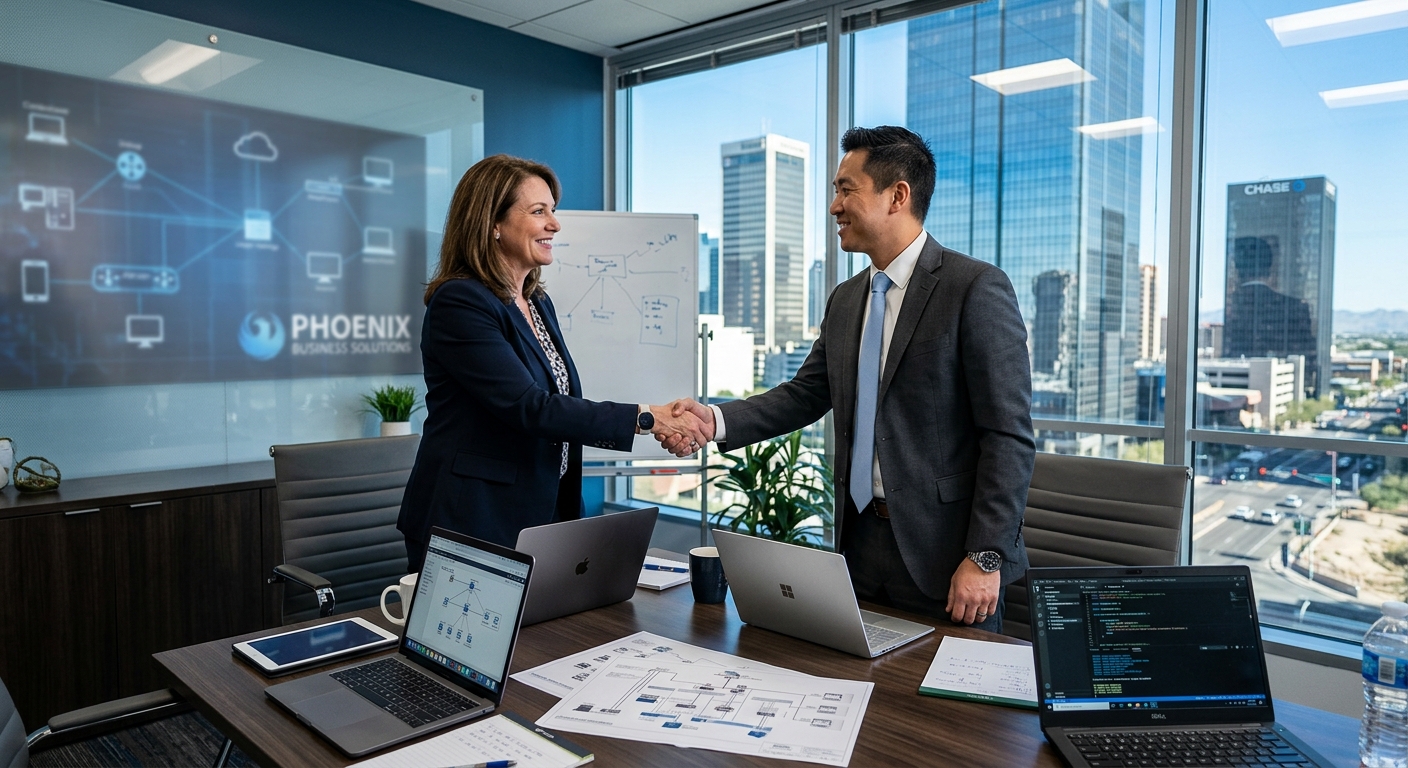 Managed IT services team monitoring business systems in Phoenix