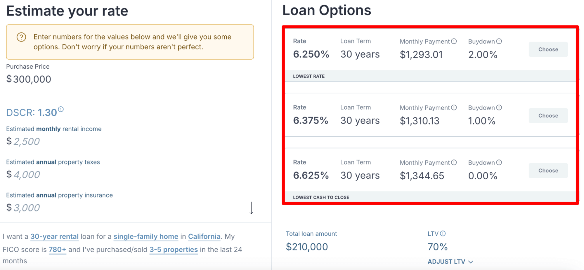 Estimate your rate and Loan options