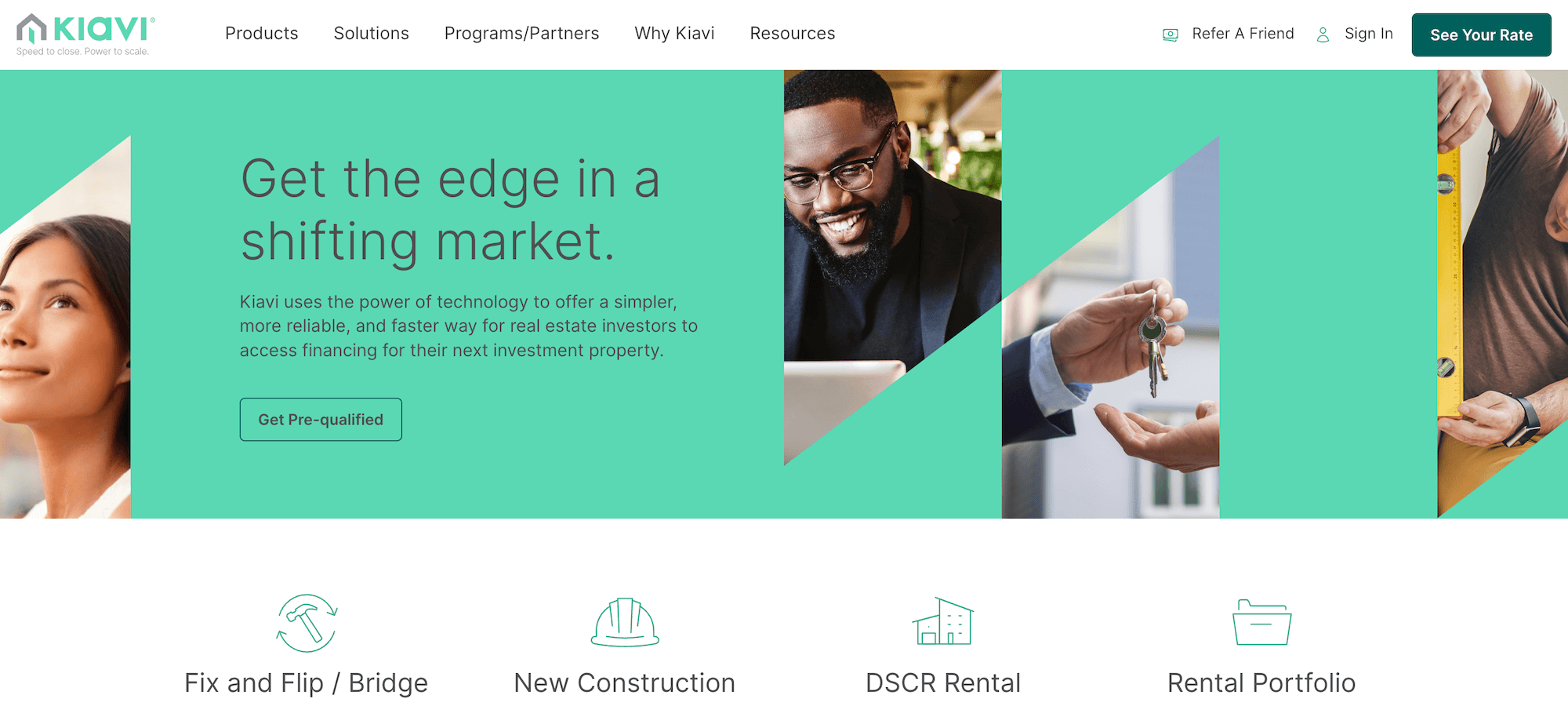 Kiavi homepage: Get the edge in a shifting market.