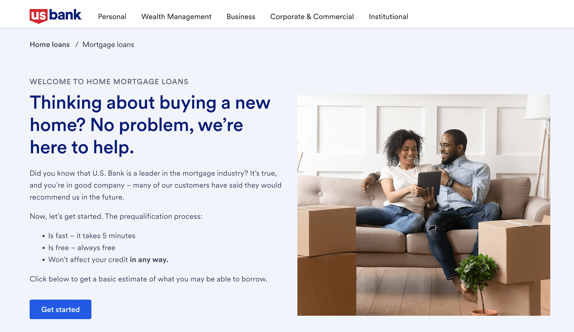 U.S. Bank homepage