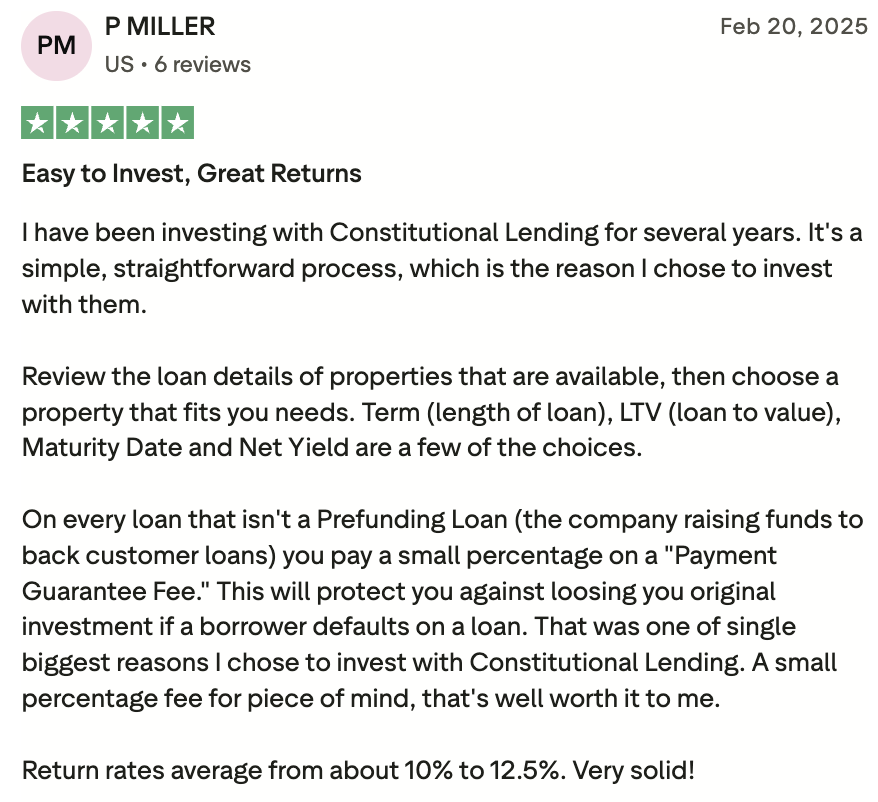 Constitution Lending review: Easy to Invest, Great Returns