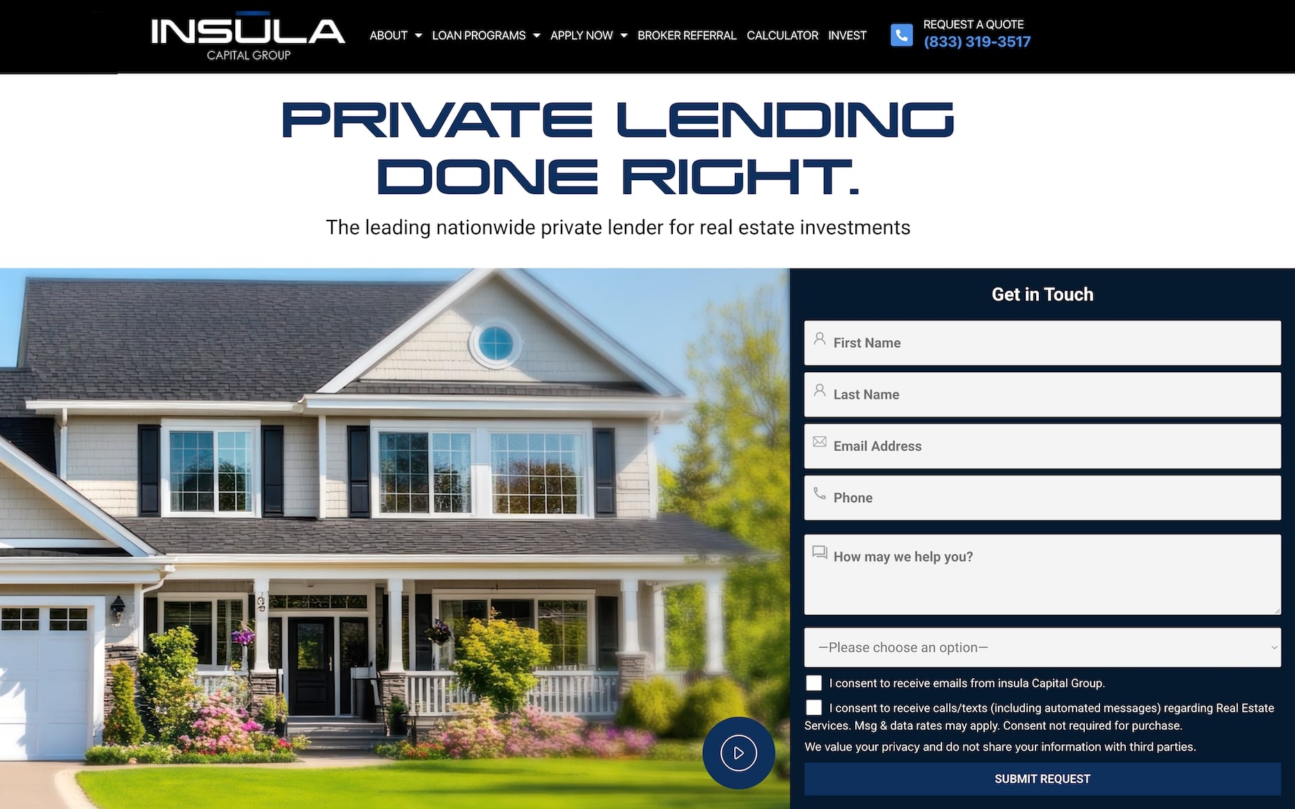 Insula Capital Group homepage: Private Lending Done Right