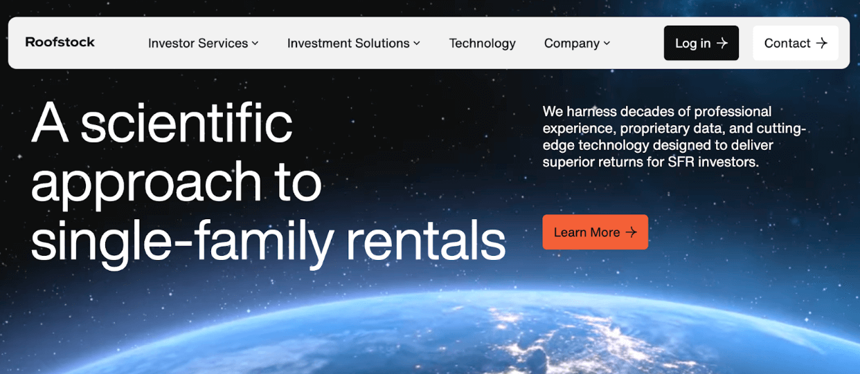 Roofstock homepage: A scientific approach to single-family rentals