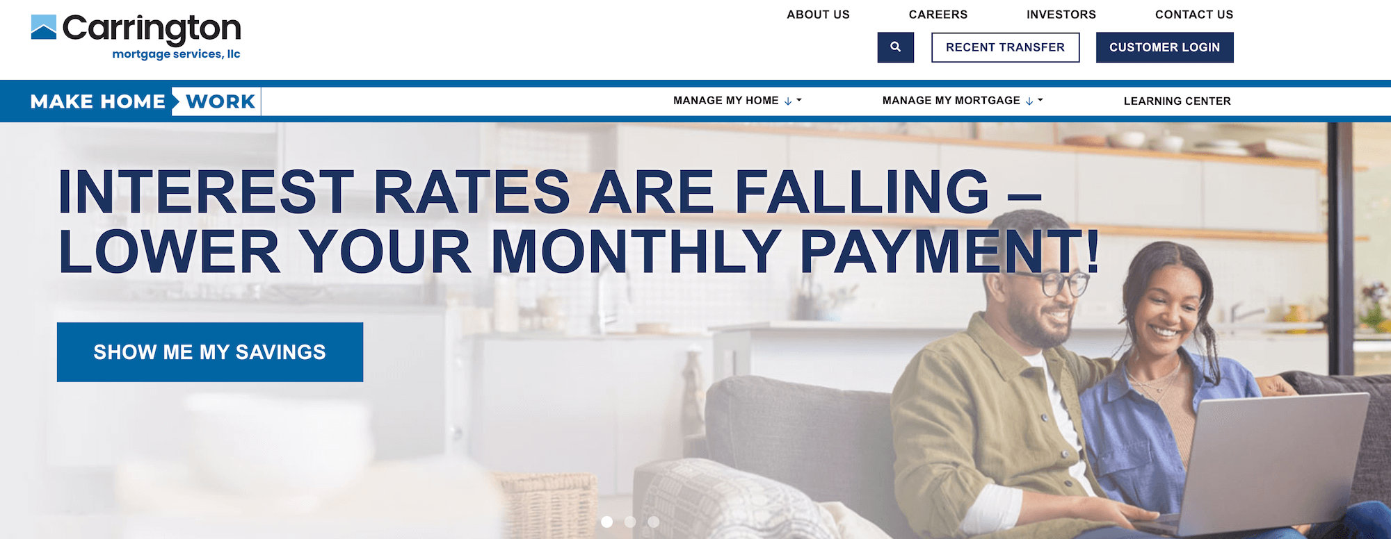 Carrington Mortgage Services homepage