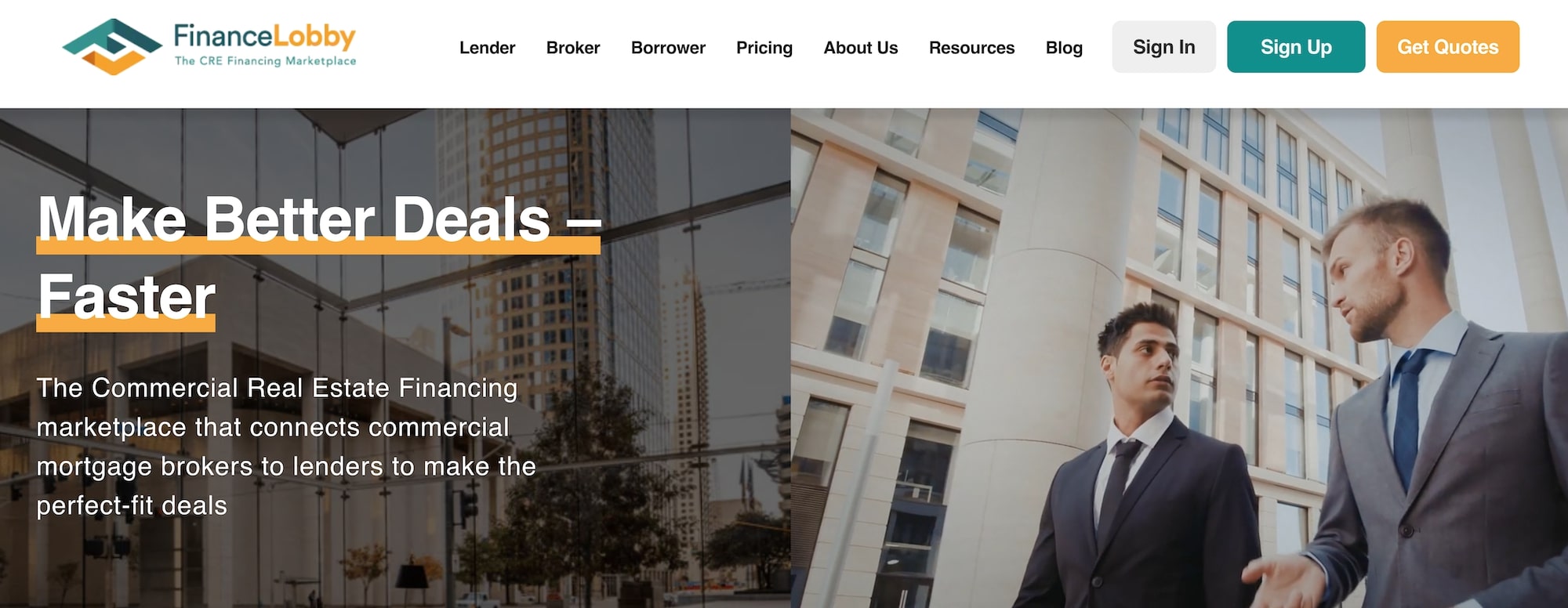 Finance Lobby homepage: Make Better Deals