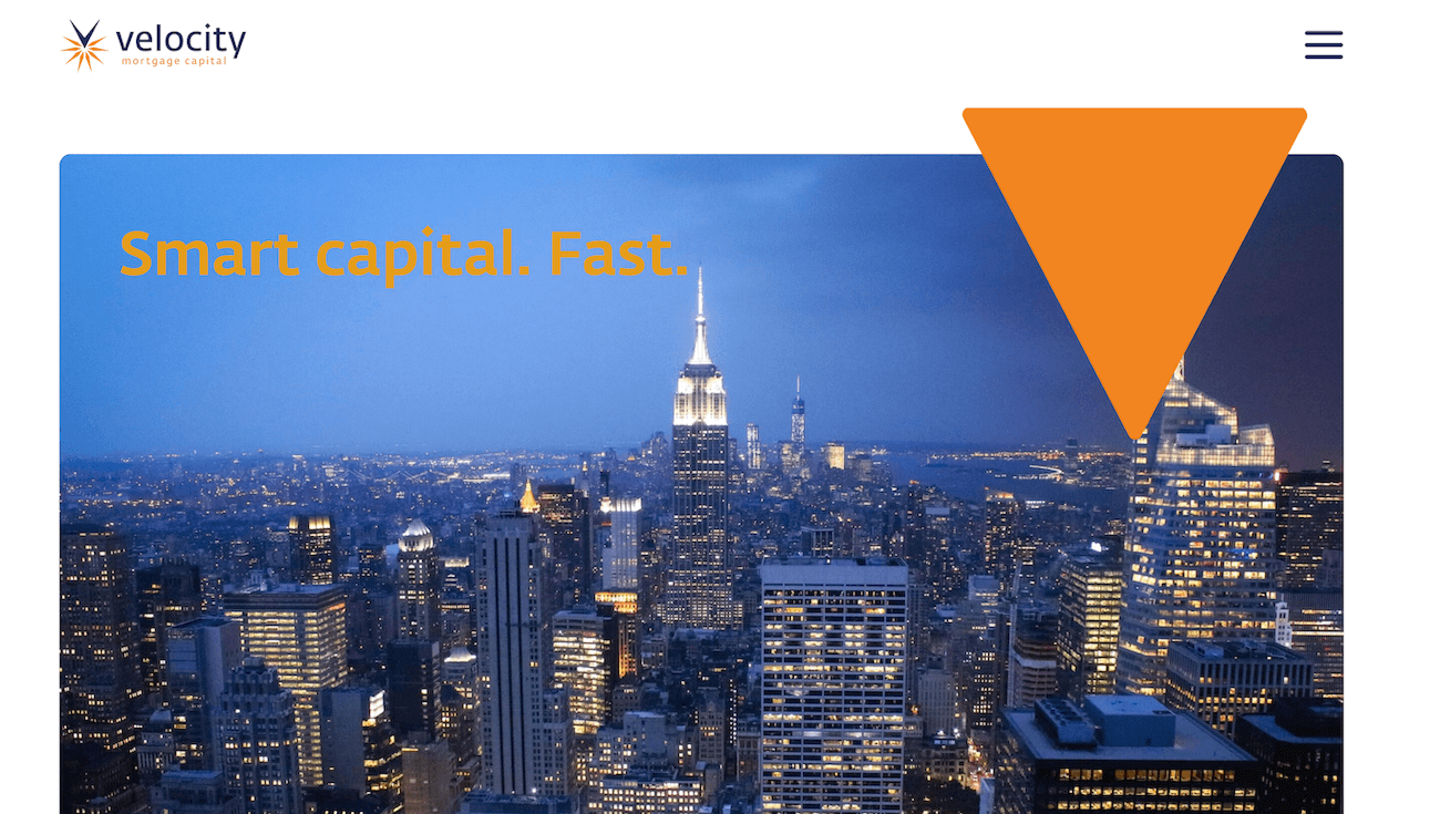 Velocity Mortgage Capital homepage: Smart capital. Fast.