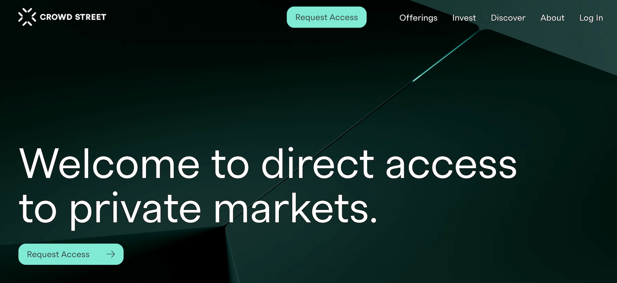 Crowd Street homepage: Welcome to direct access to private markets.