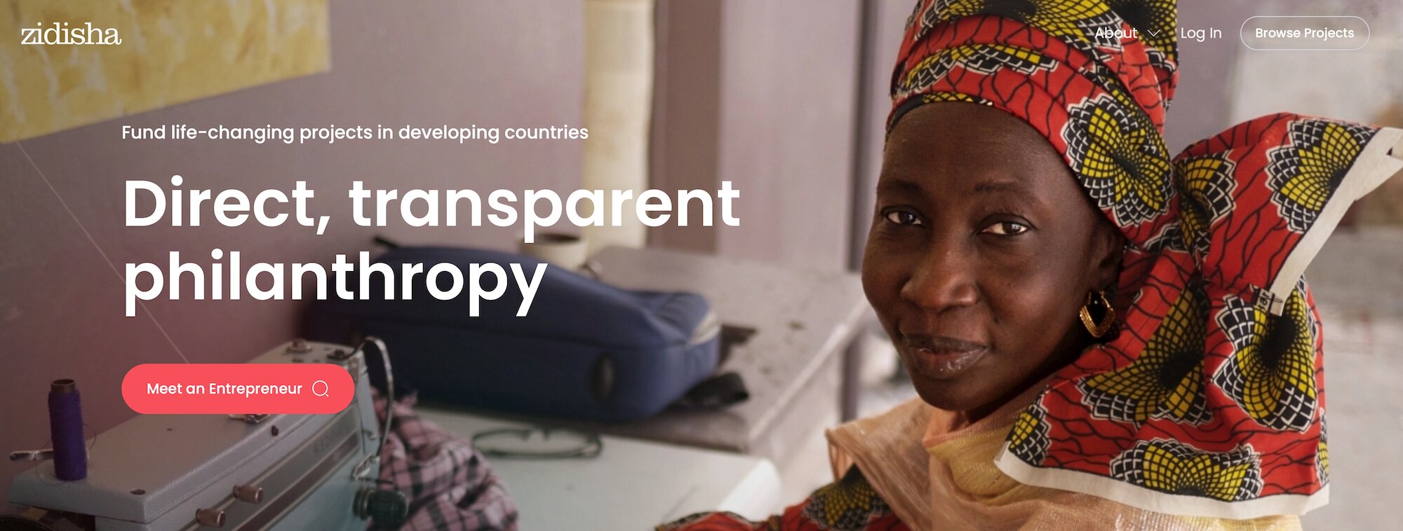 Zidisha homepage: Direct, transparent philanthropy