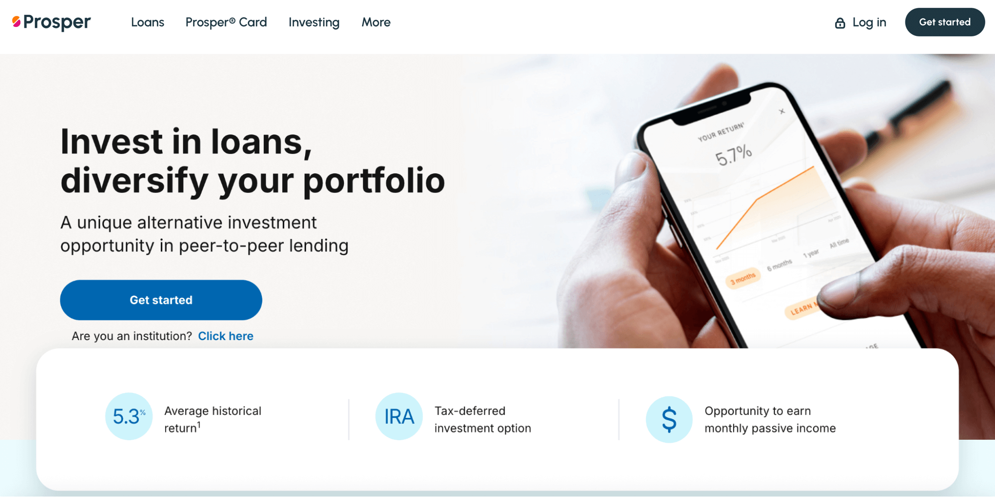 Prosper homepage: Invest in loans, diversify your portfolio