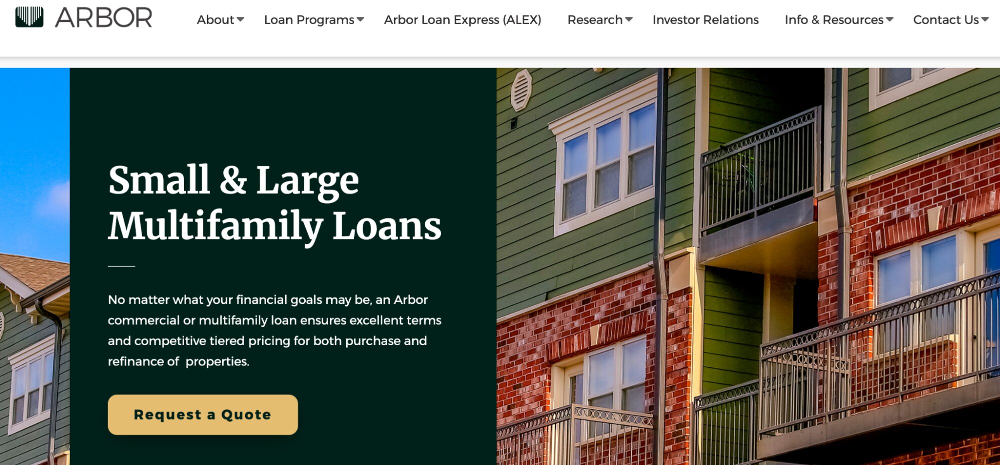 Arbor Realty Trust homepage: Small & Large Multifamily Loans