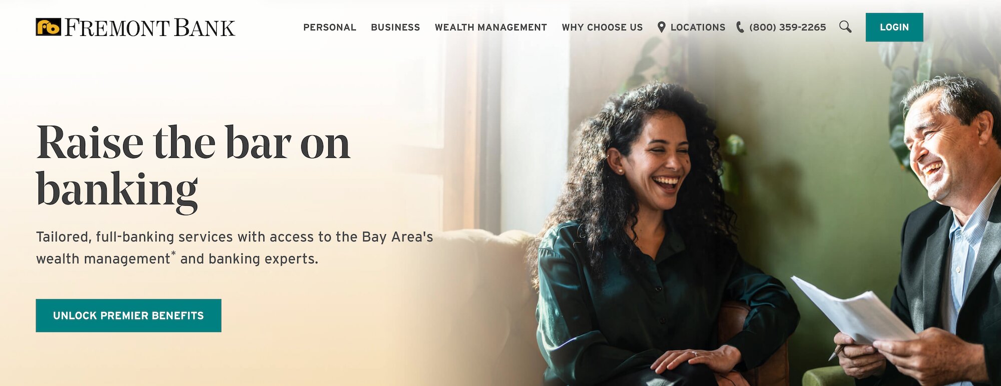 Fremont Bank homepage: Raise the bar on banking