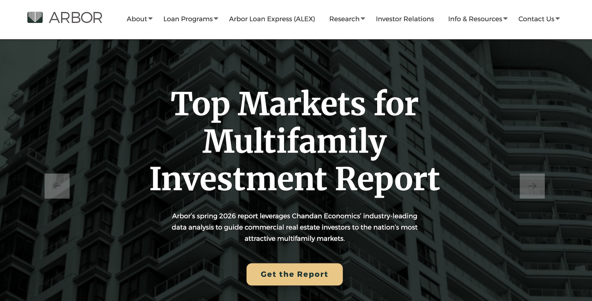Arbor Realty Trust homepage: Top Markets for Multifamily Investment Report