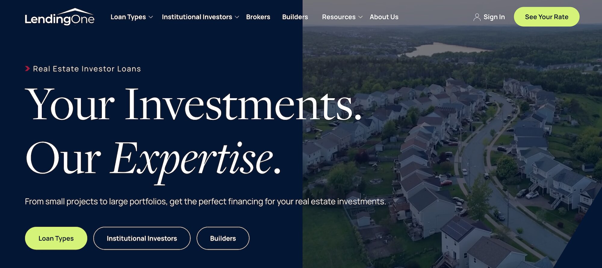 LendingOne homepage: Your Investments. Our Expertise.