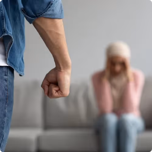 A domestic violence victim helped by a housing officer