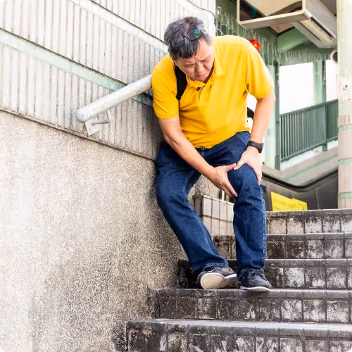 A worker who needed help after falling down stairs
