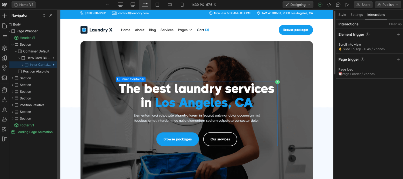 Animations - Laundry X Webflow Template
