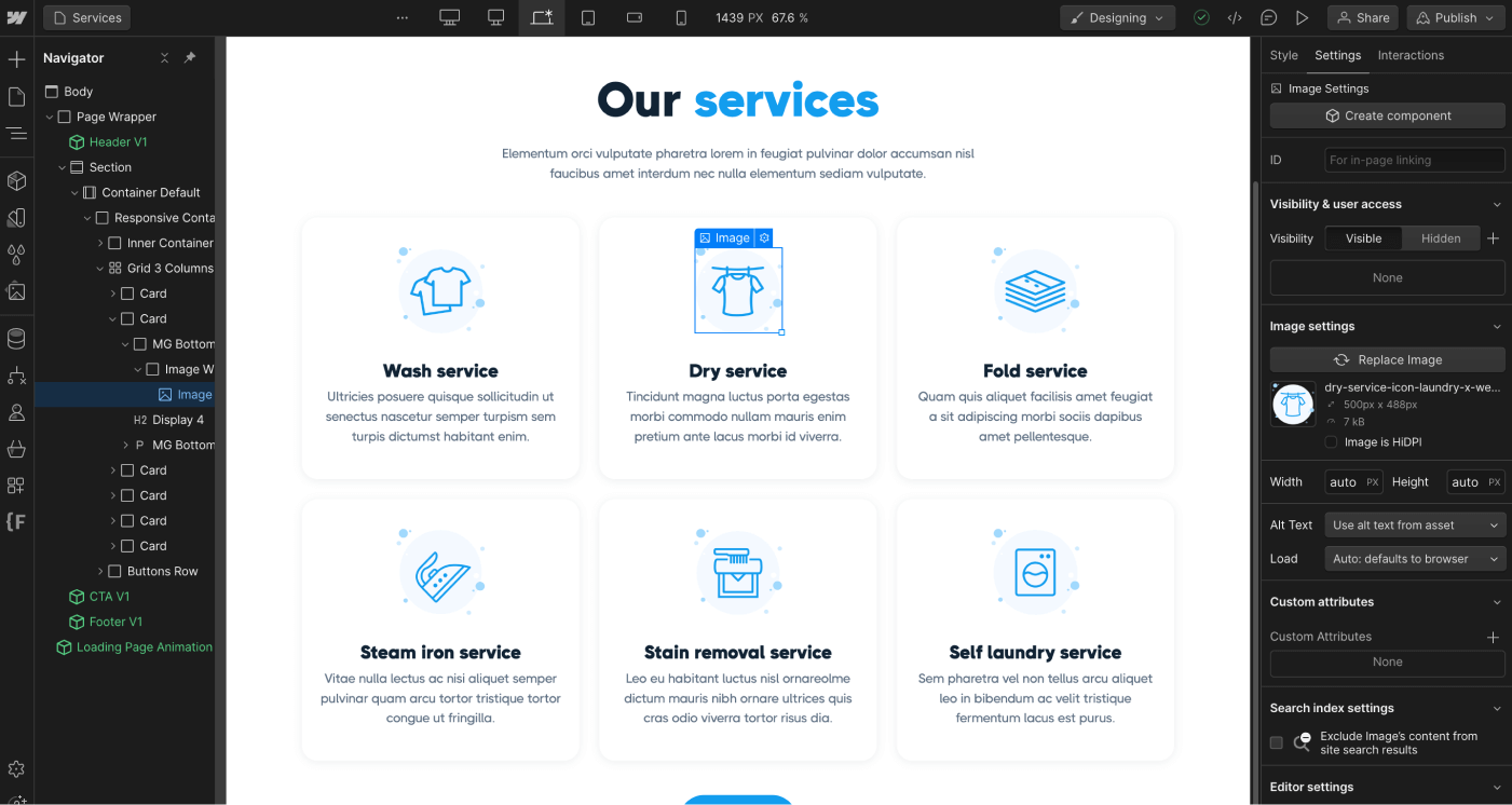 Icons And Graphics - Laundry X Webflow Template