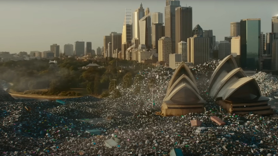 The Sydney Opera House swamped by plastic pollution