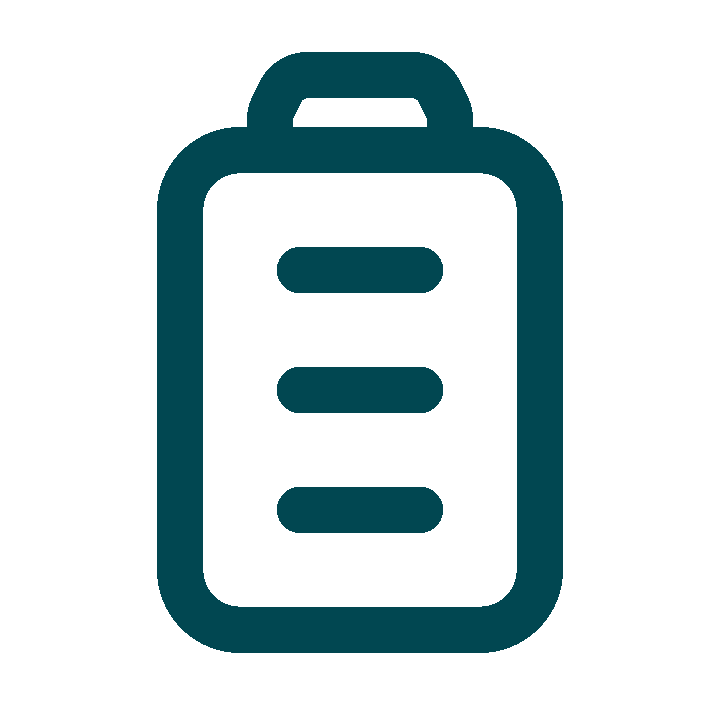 Symbol eines Batterie-Icons mit drei horizontalen Balken als Ladeanzeige.