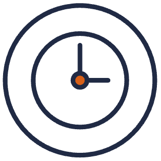 Clock icon showing time at 3 o'clock inside two concentric circles.