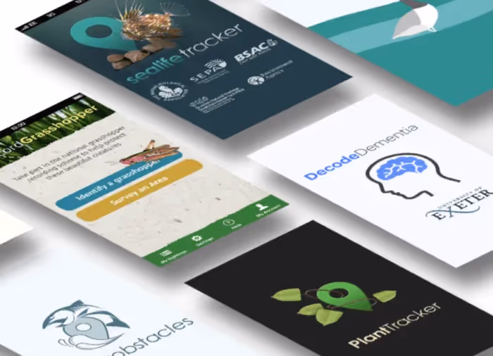 A spread of different app interfaces.